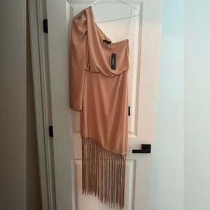 Lulus tan fringe dress medium